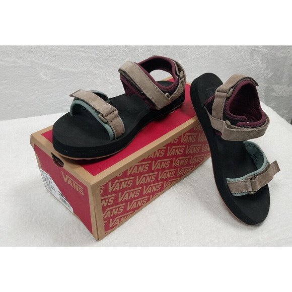 VANS Tri-Lock Outdoor Suede-Walnut Sandals Adjustable Straps SIZE 7 WOMENS - Picture 4 of 9
